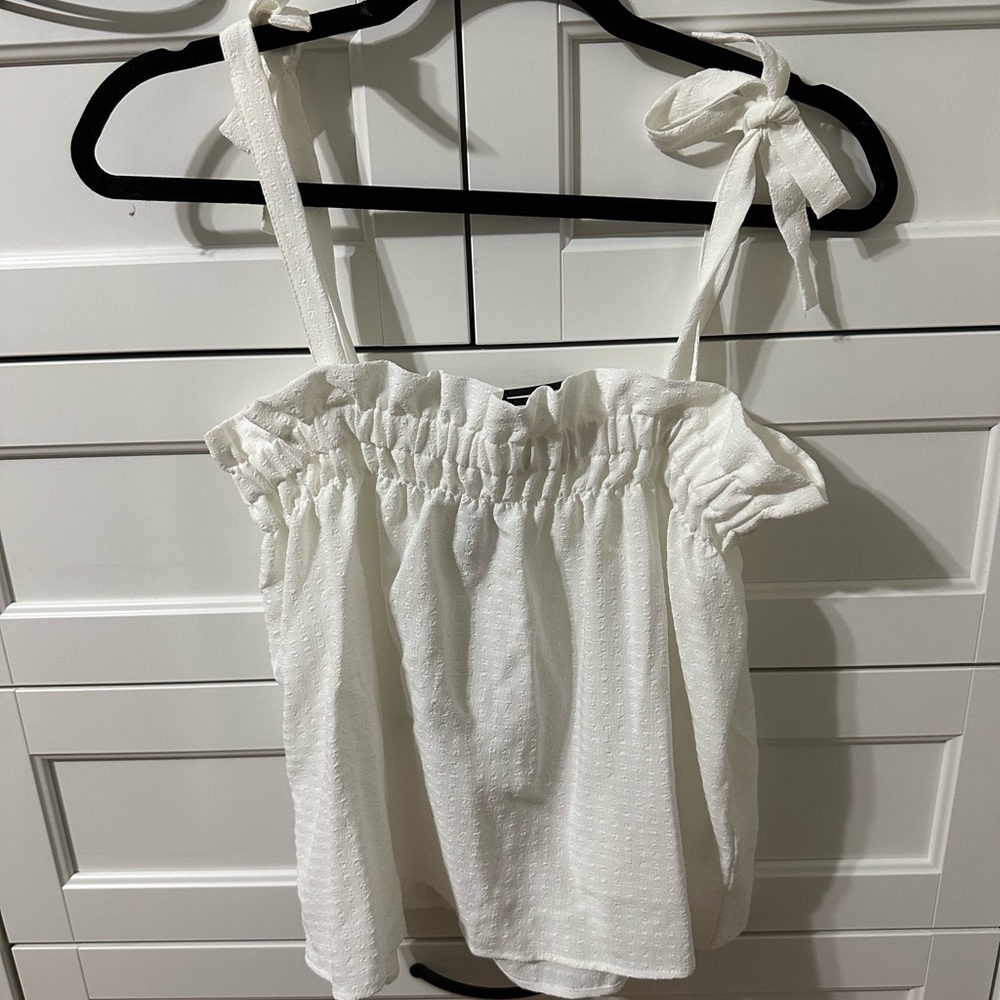 White Scrunched Flow Top